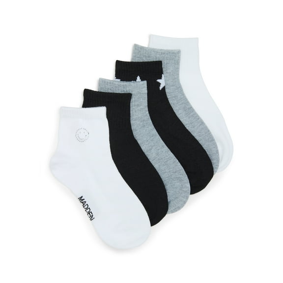 Madden NYC Women's Quarter Sock, 6-Pack, Fits Shoe Size 5-10