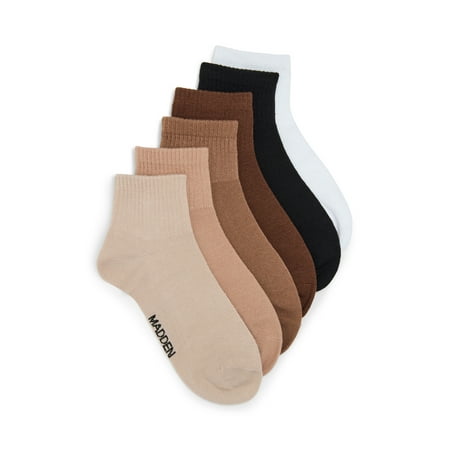 Madden NYC Women's Quarter Sock, 6-Pack, Fits Shoe Size 5-10