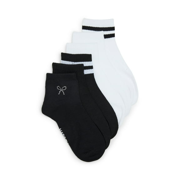 Madden NYC Women's Quarter Sock, 6-Pack, Fits Shoe Size 5-10