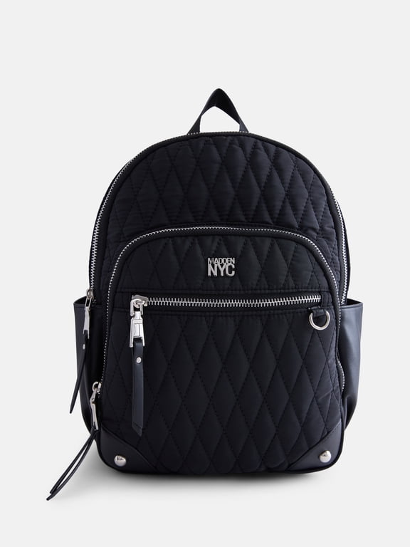 Women's Quilted Mini Backpack, Black