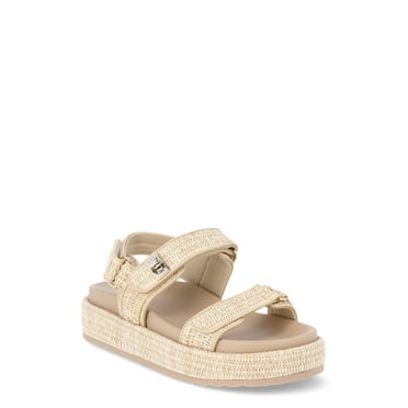 Madden NYC Women’s Raffia Flatform Sandals with Adjustable Straps
