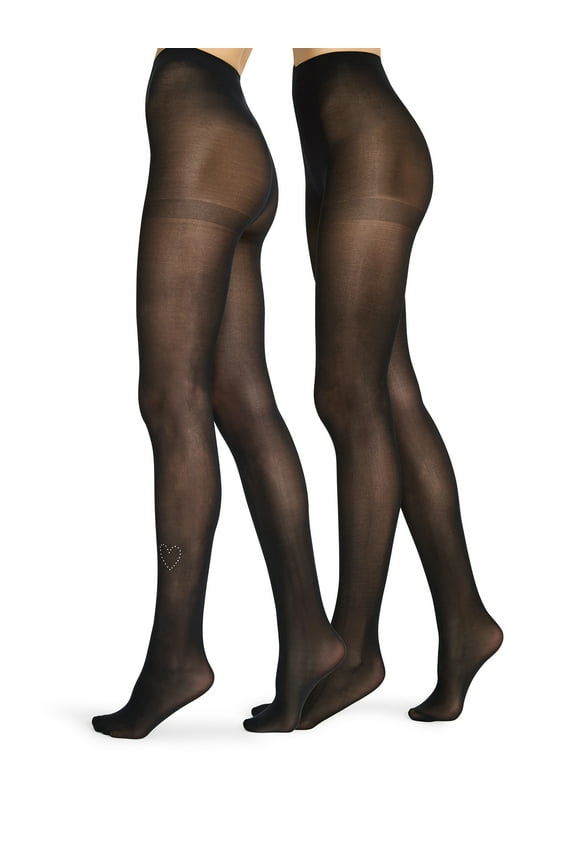 Women’s Rhinestone Heart Tight, 2-Pack, Sizes S-XL