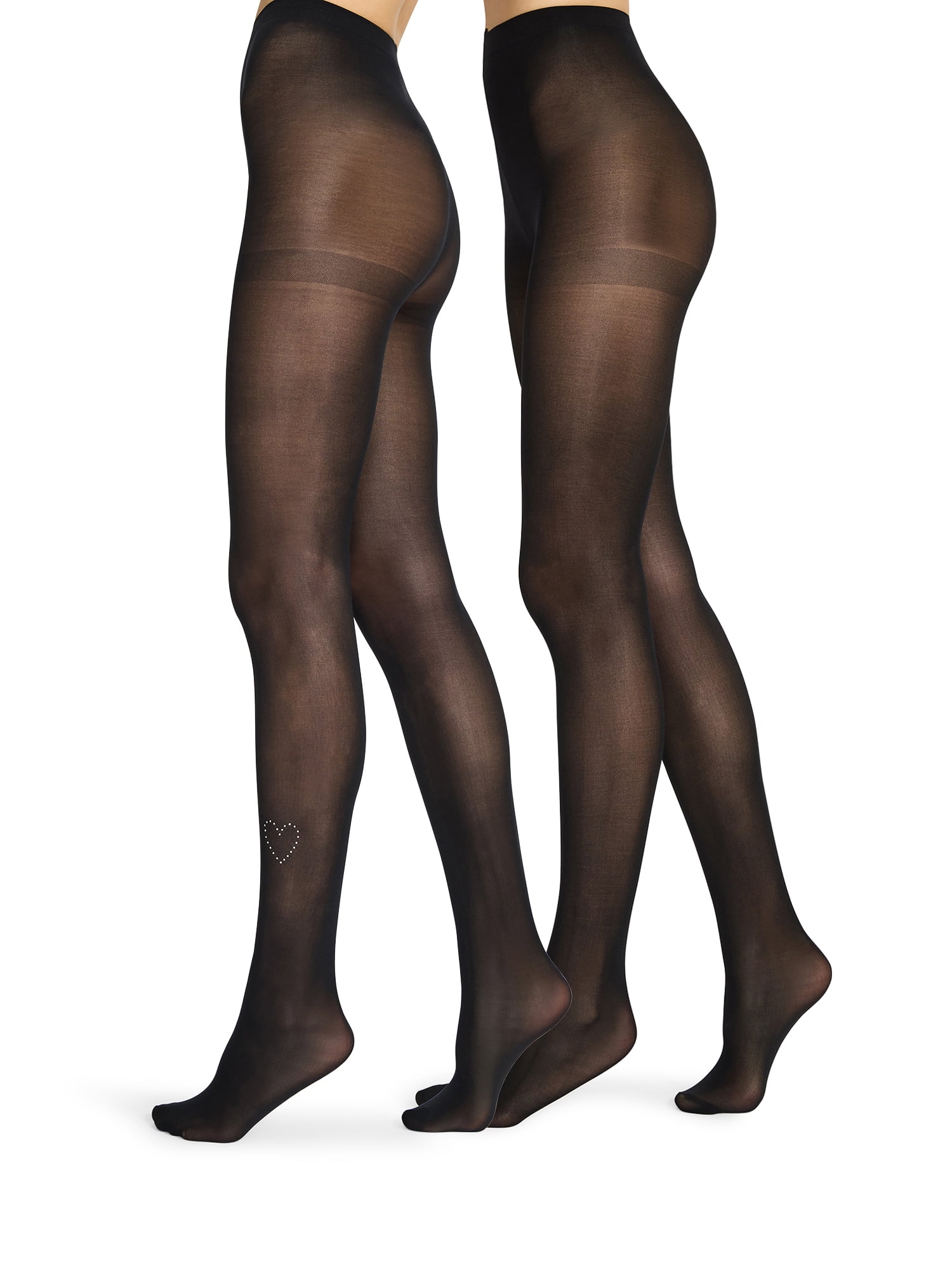 Madden NYC Women’s Rhinestone Heart Tight, 2-Pack, Sizes S-XL