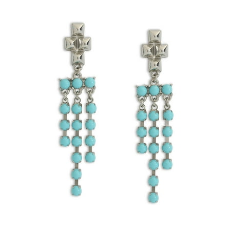 Madden NYC Women's Rhodium Western Stone Chandelier Earrings