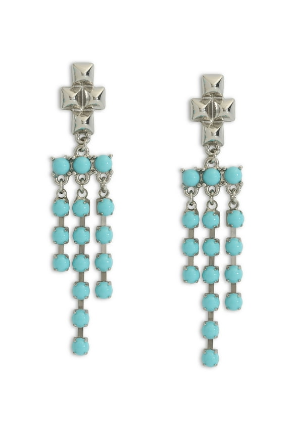 Women's Rhodium Western Stone Chandelier Earrings