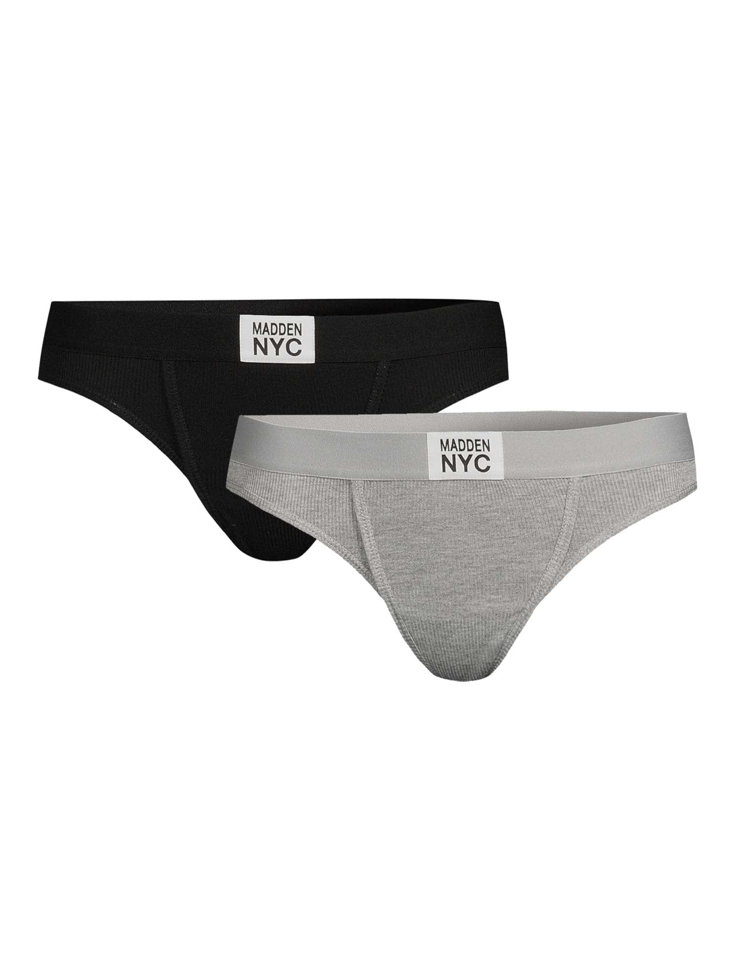 Madden NYC Women's Ribbed Thong Panties, 2-Pack 