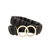 Madden NYC Womens Ruched PU Stretch Belt, Black