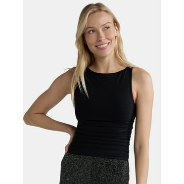 Madden NYC Women's Seamless Ruched Boat Neck Tank Top, Sizes XS-L