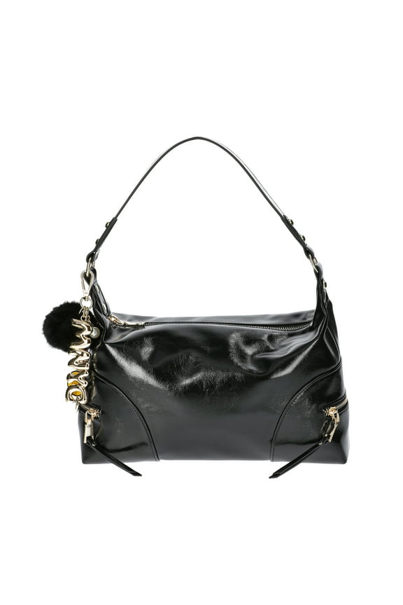 Women's Side Zipper Hobo Handbag, Black