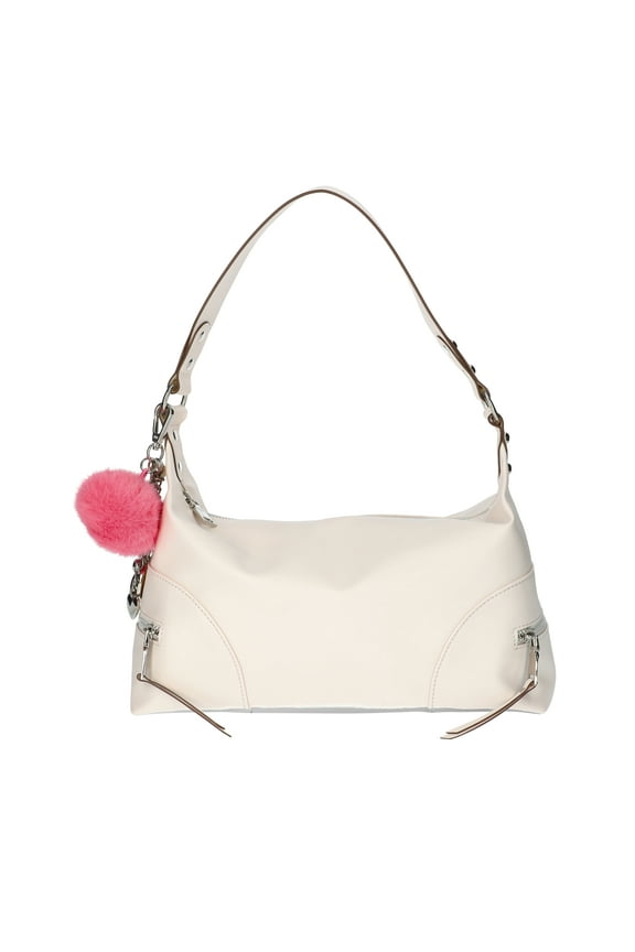 Women's Side Zipper Hobo Handbag, Cream