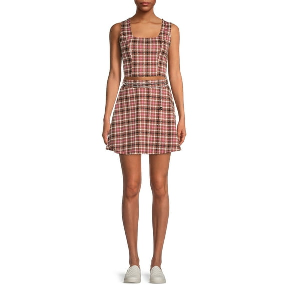 Madden NYC Women's Sleeveless Tank Top with Chain Belt Skirt Outfit Set