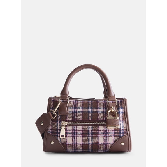 Madden NYC Women's Small Top Handle Handbag, Flannel Plaid