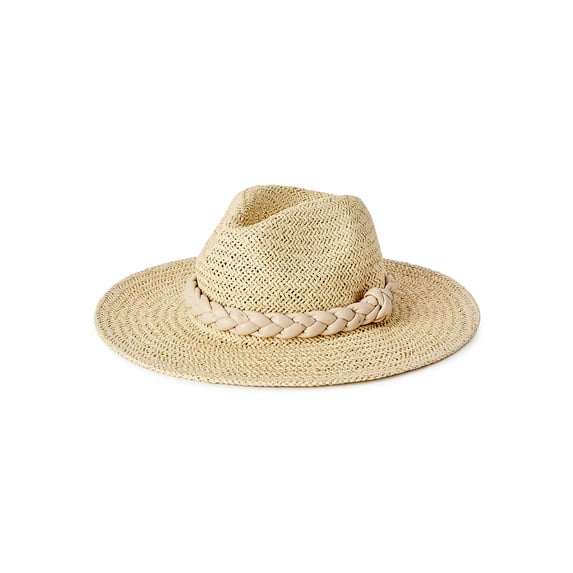 Madden NYC Women's Straw Fedora with Braided Band