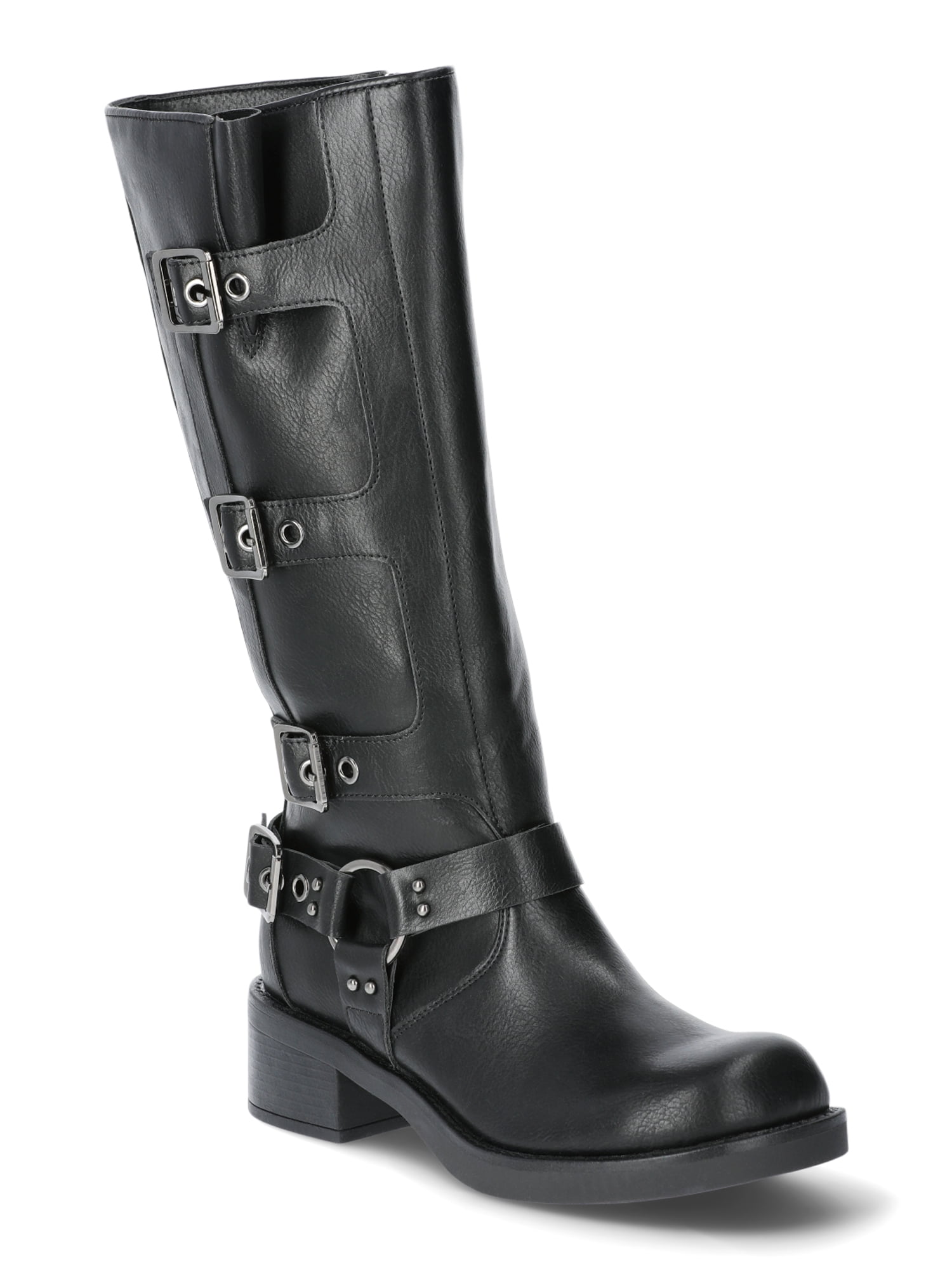 ミドルブーツ OFF WHITE Women Boots 6888090 OWIE041C99LEA0001 1010 Black Madden NYC Women's Tall Moto Buckle Boots, Sizes 6-11