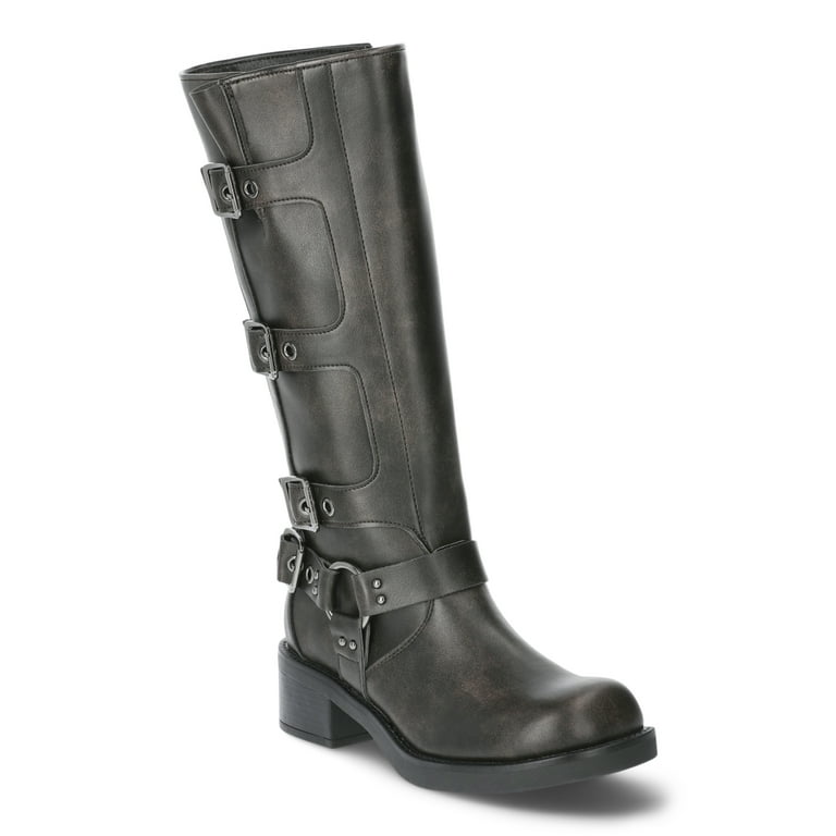 【mnem】1160 Joli Buckle Mid Boots (4cm) Madden NYC Women's Tall Moto Buckle Boots, Sizes 6-11