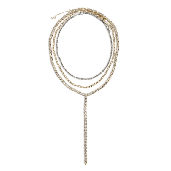 Madden NYC Women's Two Tone Western Rhinestone Y Necklace 3-Piece Set