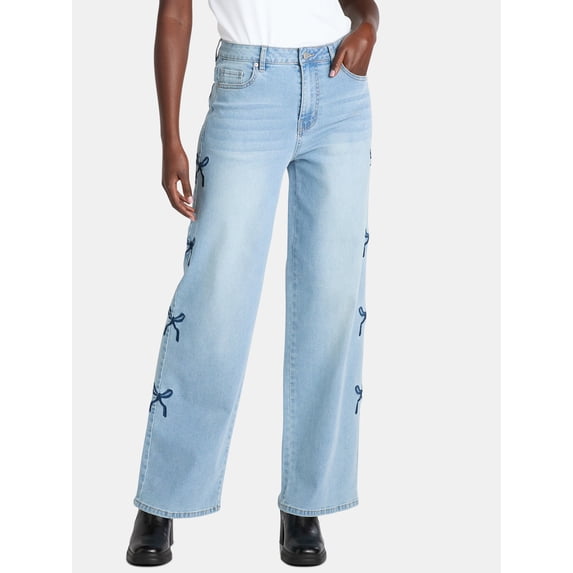 Madden NYC Women's Ultra 90s Fit Jeans with Embroidery, 32" inseam, Sizes 00-18