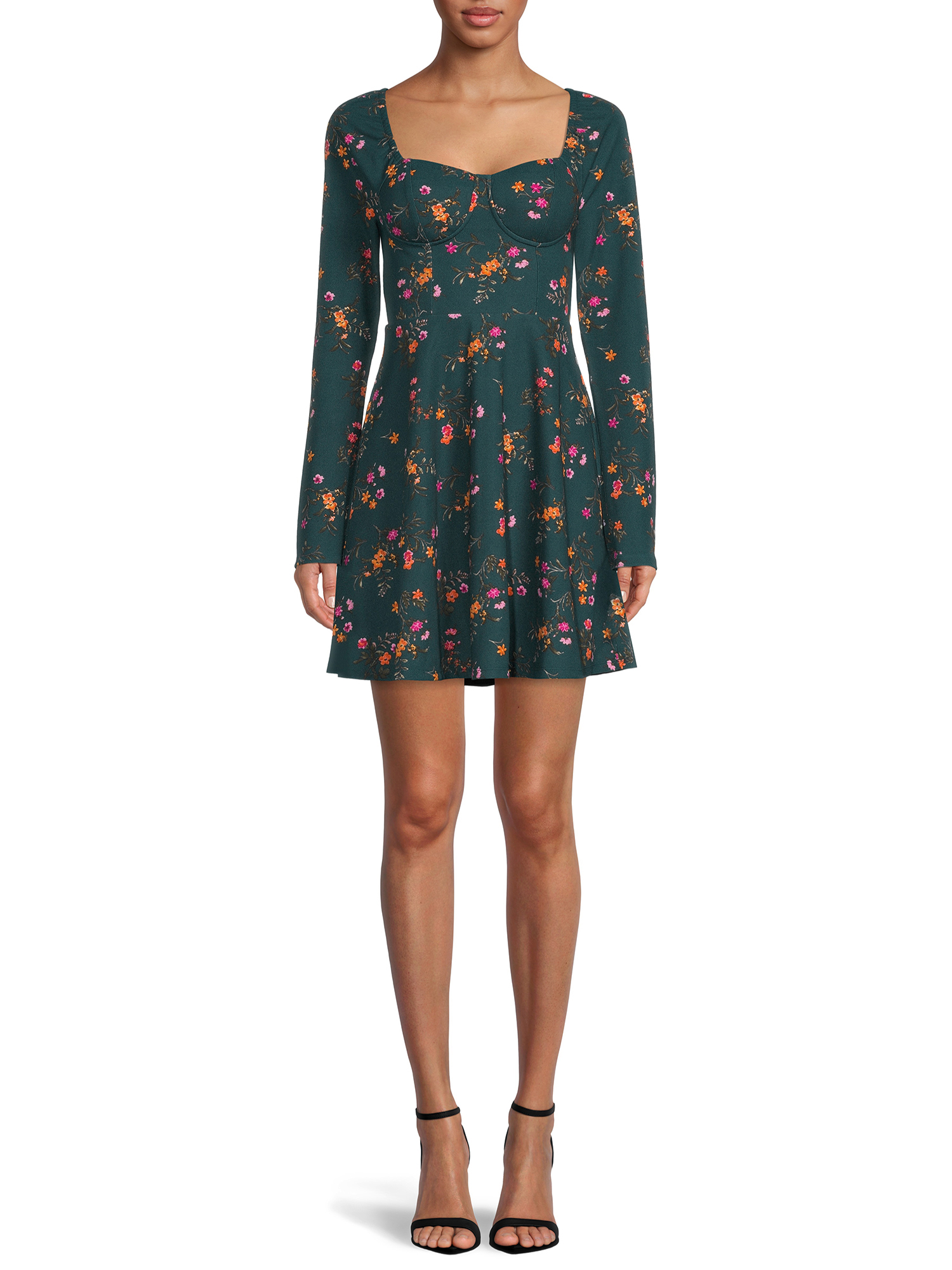 Madden NYC Junior's Ruched Dress with Puff Sleeves