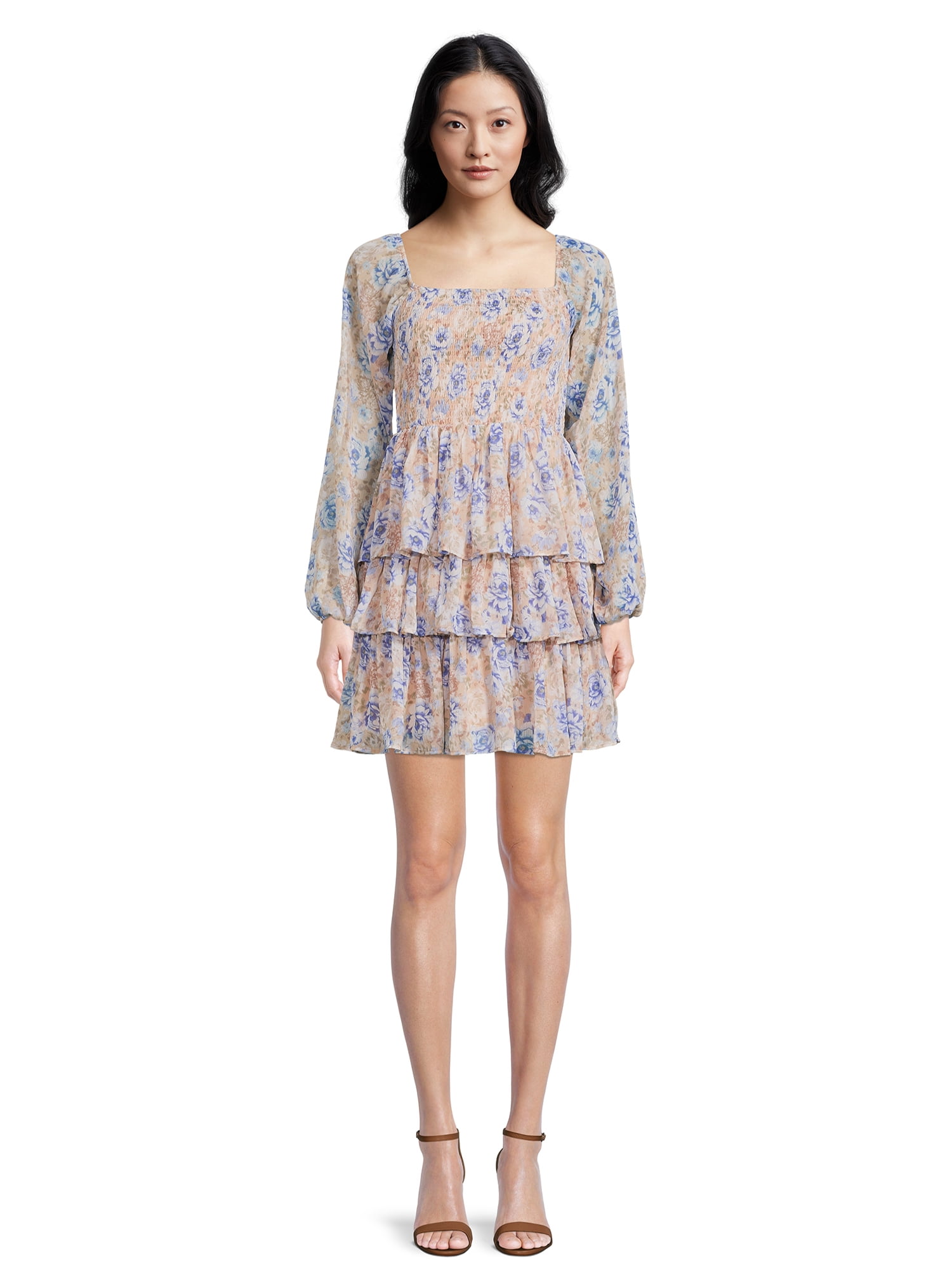 Madden NYC Women's and Junior's Triple Ruffle Smocked