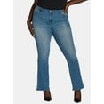 thumbnail image 1 of Madden NYC Women’s and Women’s Plus Bootcut Rhinestone Jeans, 32” Inseam, Sizes 00-3X, 1 of 5