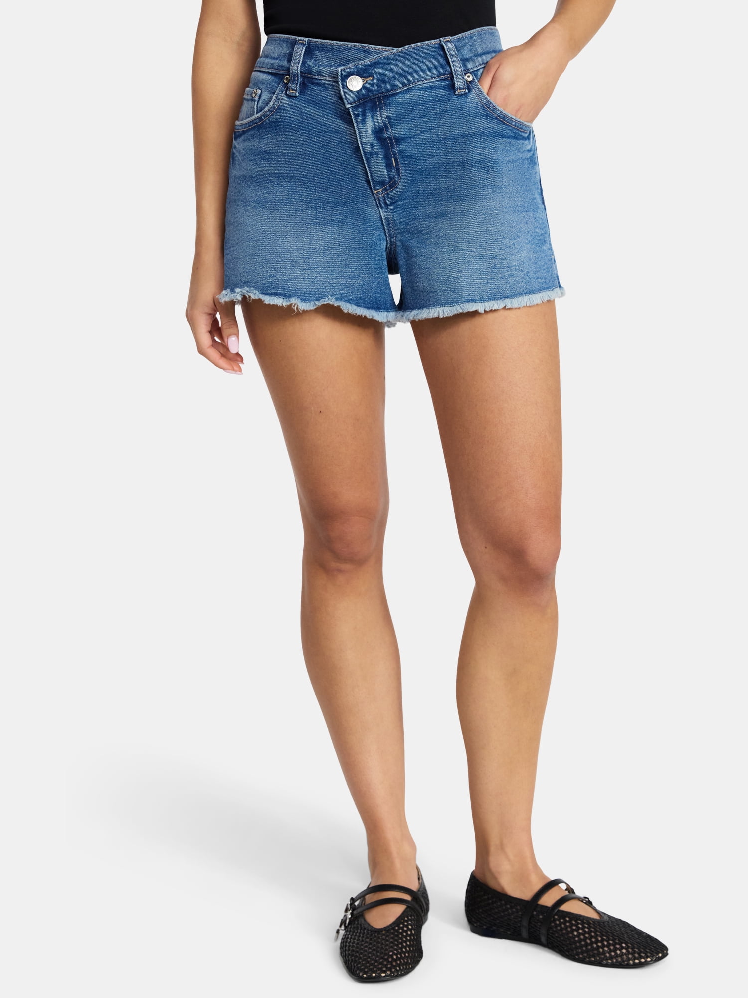 Madden NYC Women's X Waist Denim Shorts, Sizes XXS-XXL