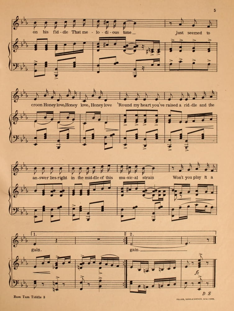Madden & Schwartz Sheet Music 1907 Rum Tum Tiddle 3 Canvas Art - Madden & Schwartz (24 x 36)