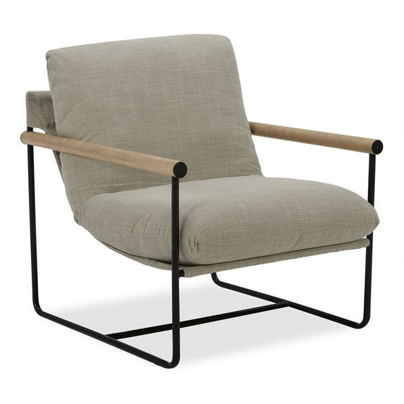 Maddie Home Modern Wood & Polyester Fabric Accent Chair in Beige