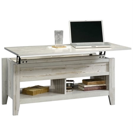Maddie Home Rectangular Wood Lift Top Coffee Table in Weathered White