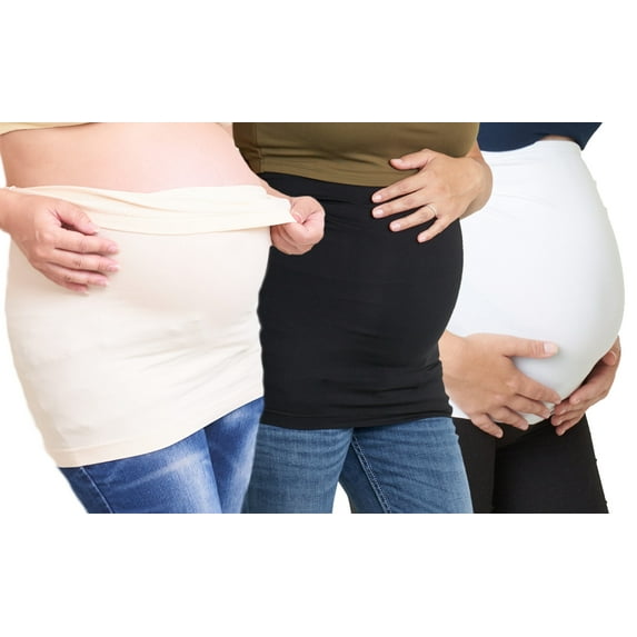 Maddie Moo Seamless Cotton Maternity and Postpartum Shirt Extenders, Tan/Black/White, XX-Large, Pack of 3