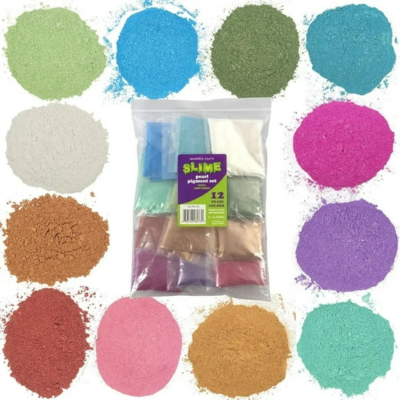 Maddie Rae's Slime Pearl Pigment Powder Extra Large 28g (1oz) Packs- 12 Mica Powder Colors - Great for Slime, Soap Making, Candle Making, Bath Bomb Dye Colorant