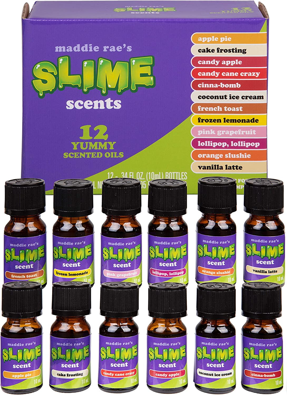 Slime Set of 6 Fragrance Oils - Premium Grade Scented Oil - 10ml - Bubble Gum, Cotton Candy, Cupcake, Pink Lemonade, Cola, Marshmallow