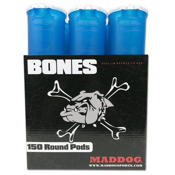 Maddog 150 Round BONES Paintball Pod - Aqua - 6 Pack