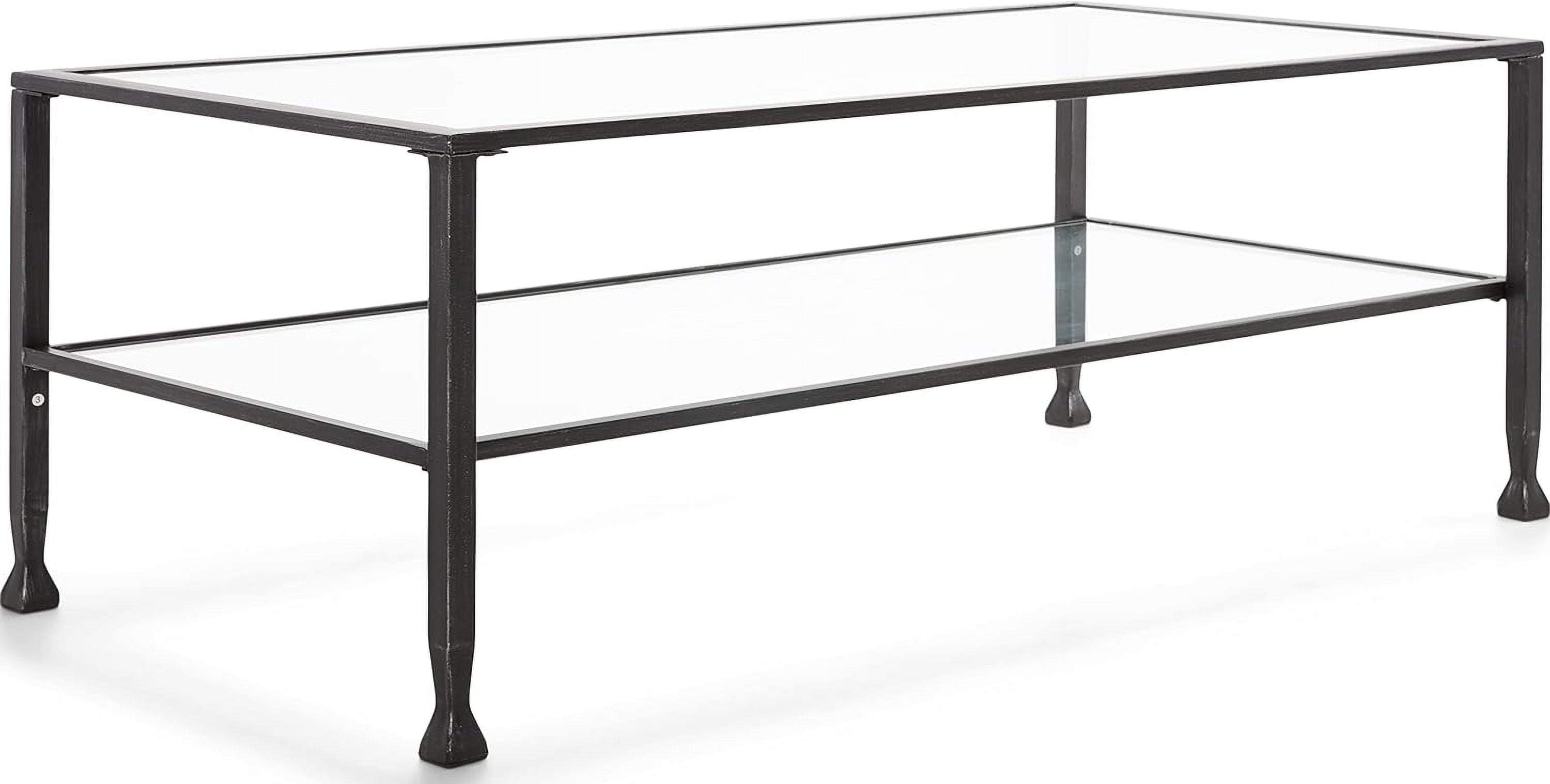 Maddox 2-Tier Tempered Glass Coffee Table with Metal Frame, Console ...