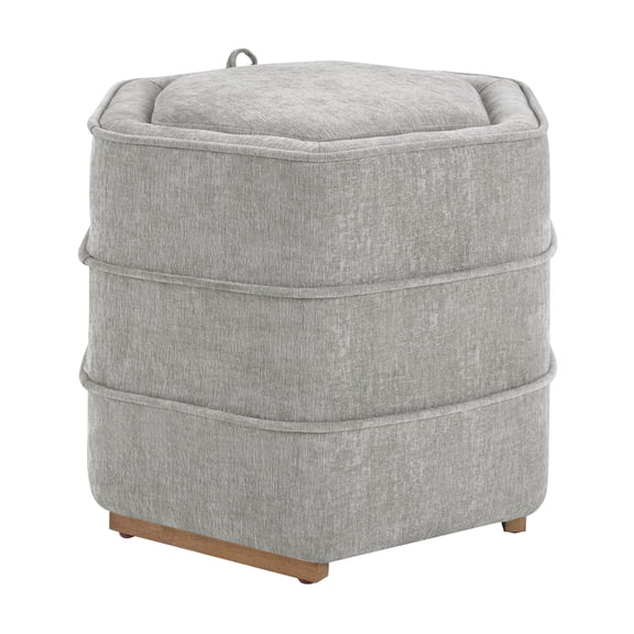 Maddox 6-sided Storage Ottoman in Fog Gray Fabric