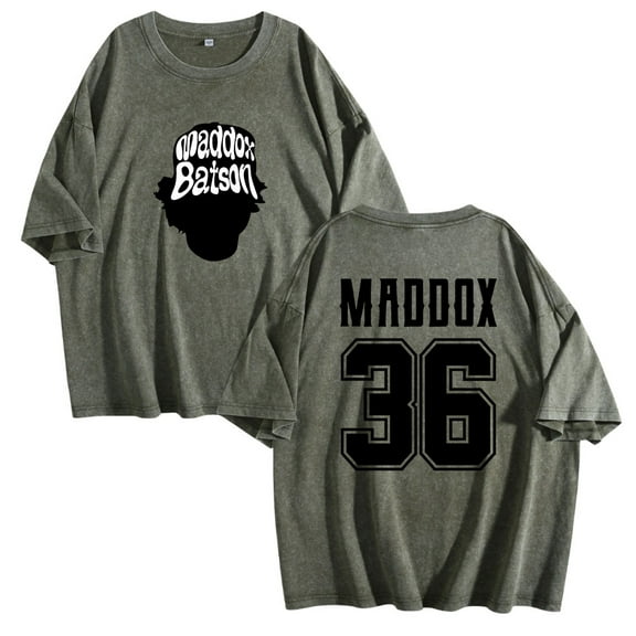Maddox Batson 36 Washed Cotton Tee Women Men Crewneck Short Sleeve T-shirt Casual Fashion Clothes