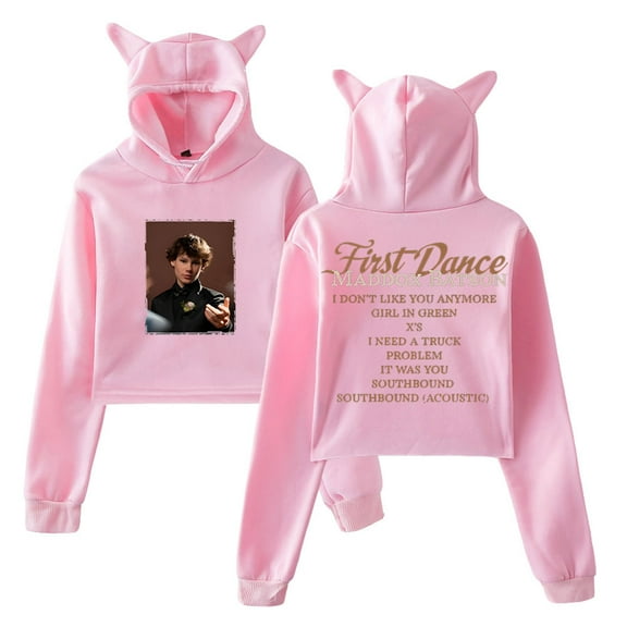 Maddox Batson First Dance Merch Hoodie Cat Ears Hooded Sweatshirt Long Sleeve Crop Top Women's Clothes