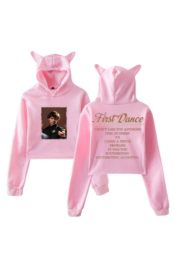 Maddox Batson First Dance Merch Hoodie Cat Ears Hooded Sweatshirt Long Sleeve Crop Top Women's Clothes