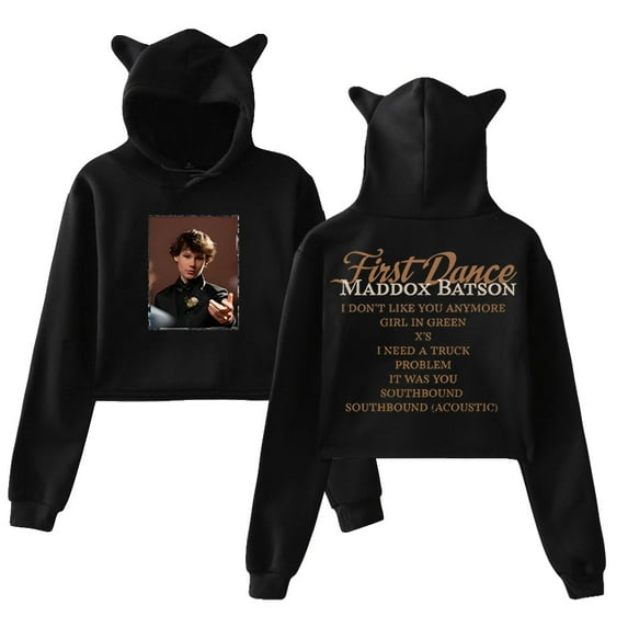 Maddox Batson First Dance Merch Hoodie Cat Ears Hooded Sweatshirt Long Sleeve Crop Top Women's Clothes