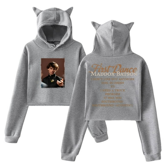 Maddox Batson First Dance Merch Hoodie Cat Ears Hooded Sweatshirt Long Sleeve Crop Top Women's Clothes