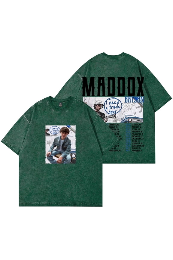 Maddox Batson I Need A Truck Merch Retro washed T-shirt for men and women, pure cotton short sleeved fashion role-playing top