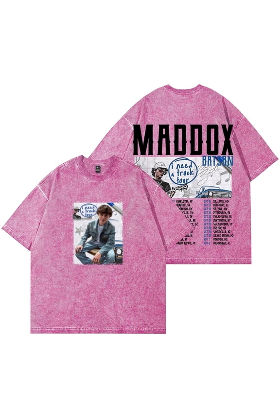 Maddox Batson I Need A Truck Merch Retro washed T-shirt for men and women, pure cotton short sleeved fashion role-playing top