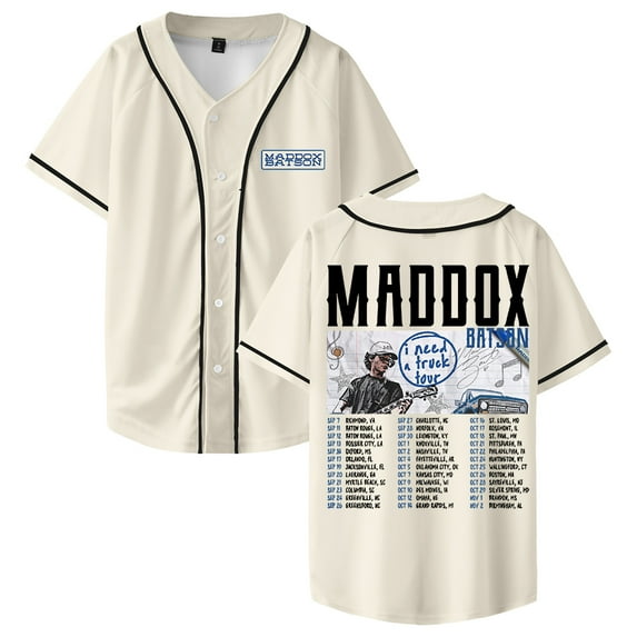 Maddox Batson I Need A Truck Tour Baseball Jersey Short Sleeve Button-up Shirts Women Men Streetwear Tee
