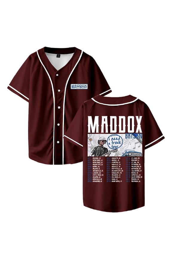 Maddox Batson I Need A Truck Tour Baseball Jersey Short Sleeve Button-up Shirts Women Men Streetwear Tee