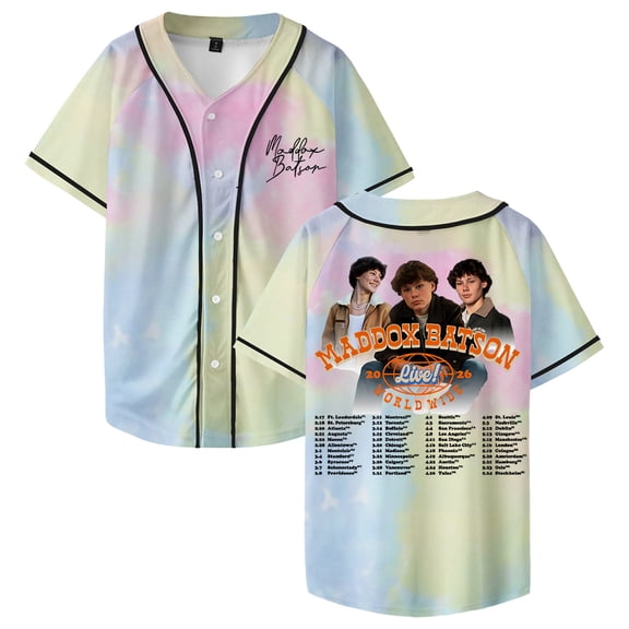 Maddox Batson Live Worldwide Tour 2026 Baseball Jersey Short Sleeve Button-up Shirts Women Men Streetwear Tops