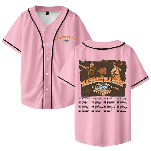 Maddox Batson Live Worldwide Tour Baseball Jersey Shirt V-Neck Women Men Short Sleeve Streetwear Clothes
