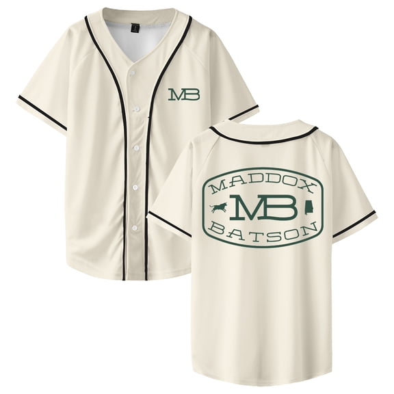 Maddox Batson MB Logo Baseball Jersey Short Sleeve Button-up Shirts Women Men Streetwear Tops