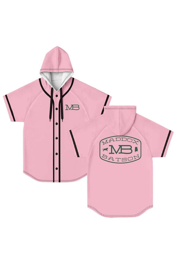 Maddox Batson MB Logo Merch Hooded Baseball Jersey Short Sleeve Shirt Women Men Crewneck Tee