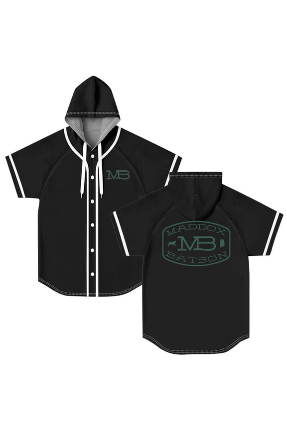 Maddox Batson MB Logo Merch Hooded Baseball Jersey Short Sleeve Shirt Women Men Crewneck Tee