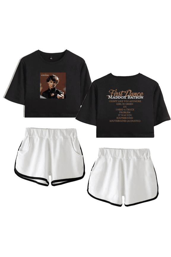 Maddox Batson Merch First Dance Crop Top T-shirt Women Girl Short Sleeve Graphic Suit