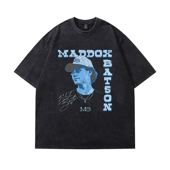 Maddox Batson Photo T-Shirt Cotton Wash Tee Women Men Short Sleeve Casual Crewneck Tee